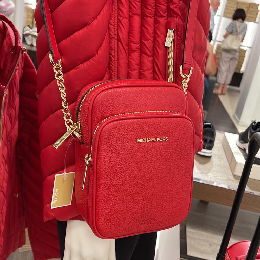 MICHAEL KORS  Jet Set Travel Medium Logo NS Chain XBody Leather Crossbody Flight - Picture 16 of 16
